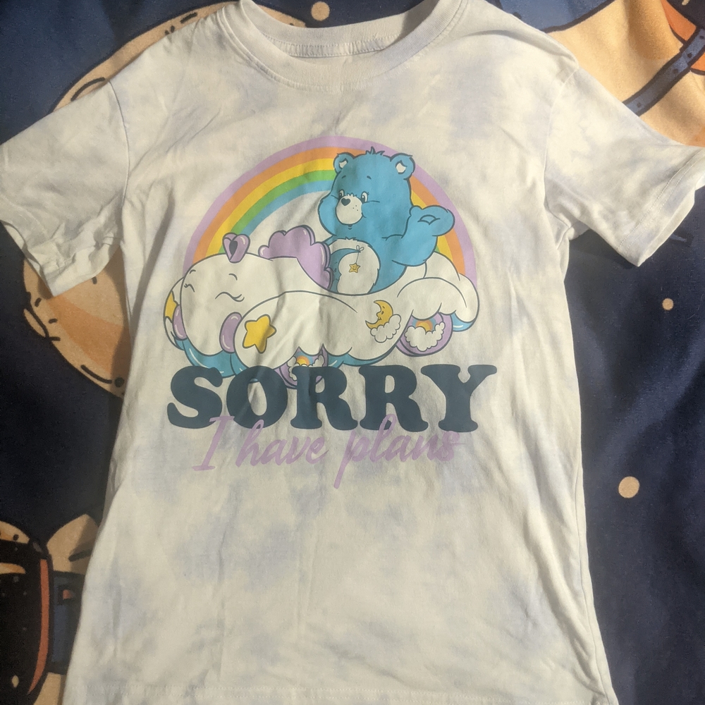 Care Bears Kids Tee - Blue and White with Rainbow
